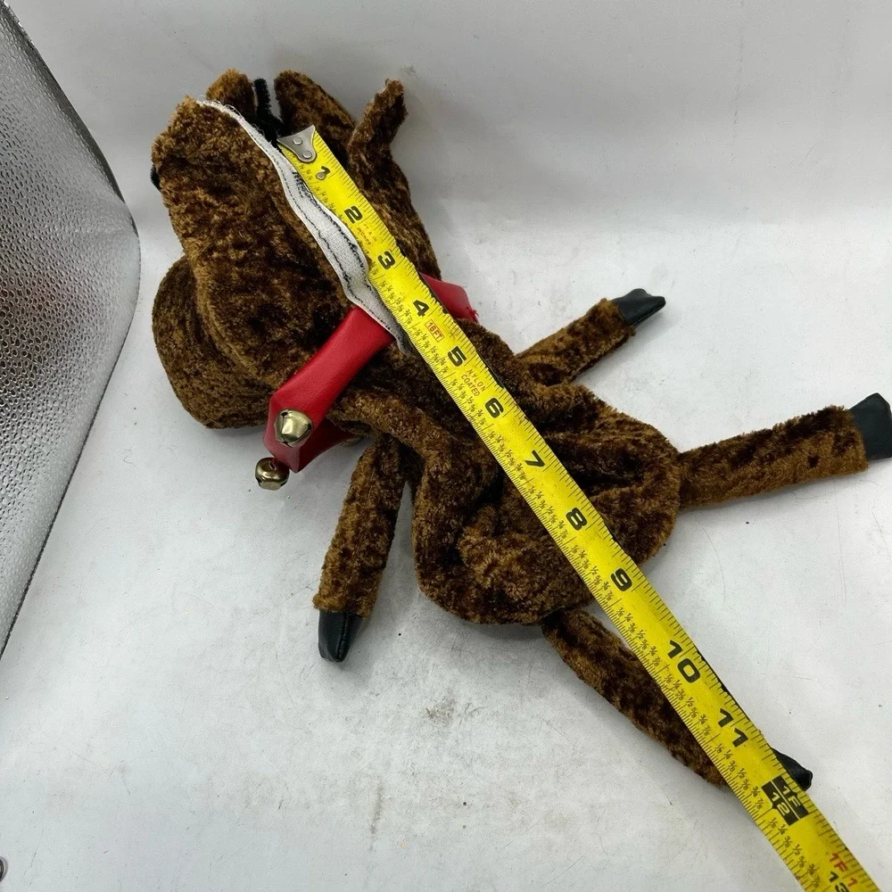 Brown Reindeer Costume Plush Faux Fur Bell Collar Christmas Holiday‎ Pet